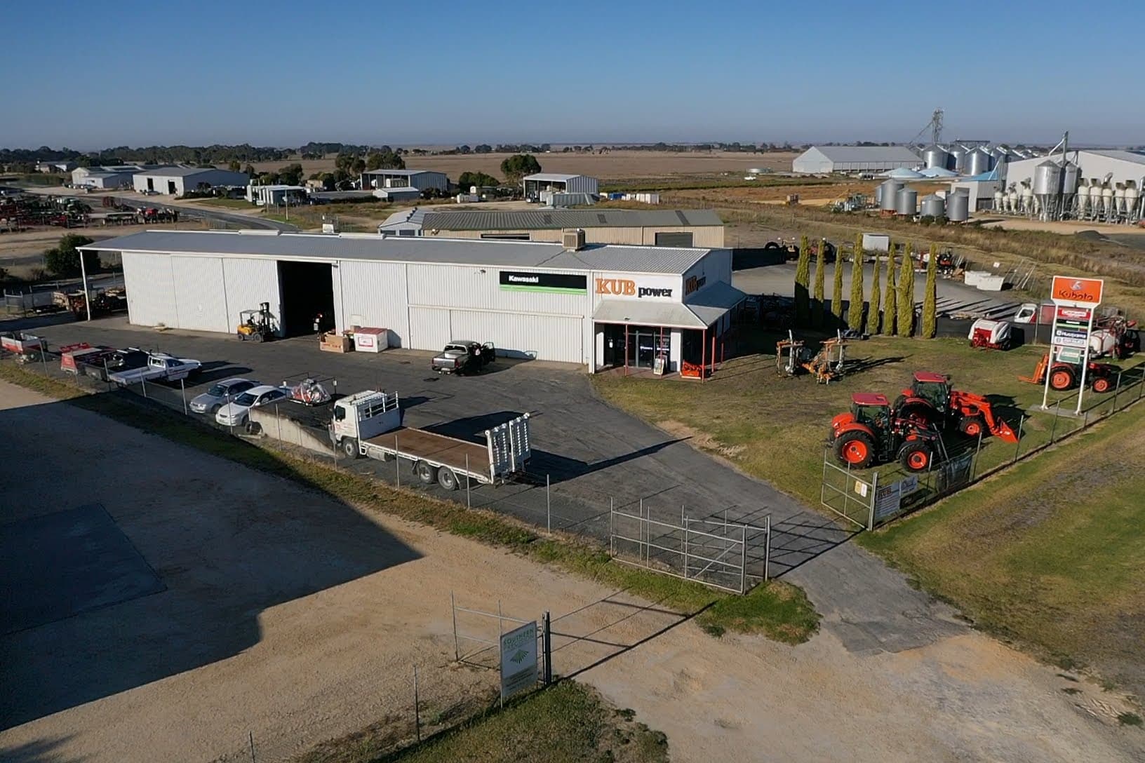 drone shot of naracoote office of Kubpower